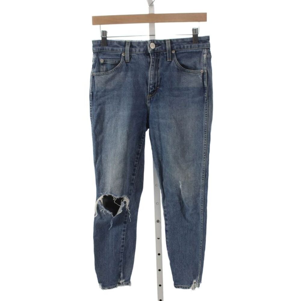 Amo Women Cropped Blue Mid Rise Jeans Cotton Blend Size 27